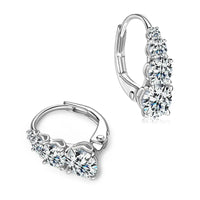 4-Stone Drop Hoop Earrings 925 Sterling Silver Moissanite D VVS1 Clip