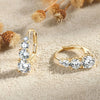 4-Stone Drop Hoop Earrings 925 Sterling Silver Moissanite D VVS1 Clip