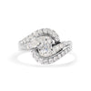 14K White Gold 1.00 Cttw Round and Baguette cut Diamond Swirl Cocktail Ring (H-I Color, SI2-I1 Clarity) - Ring Size 7