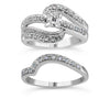 .925 Sterling Silver 1/3 Cttw Round Diamond Crisscross Engagement Ring Bridal Set (H-I Color, I1-I2 Clarity ) - Size 7