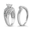 .925 Sterling Silver 1/3 Cttw Round Diamond Crisscross Engagement Ring Bridal Set (H-I Color, I1-I2 Clarity ) - Size 7