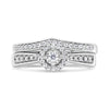 .925 Sterling Silver 1/3 Cttw Diamond Halo and Pave Shank Engagement Ring Set (I-J Color, I3 Clarity) - Ring Size 7