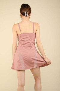 VERY J Mesh Detail Tennis Mini Active Dress with Shorts Inside