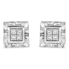 .925 Sterling Silver 1/6 Cttw Invisible Set Princess-Cut Diamond Quad Composite Stud Earrings (H-I Color, I1-I2 Clarity)