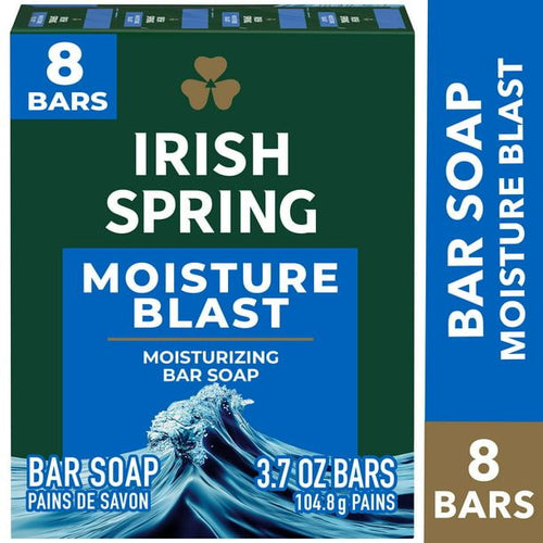 Irish Spring Moisture Blast Bar Soap for Men, Moisturizing Bar Soap, 8 Pack, 3.7 oz EasyOptionXY LLC