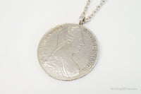 Antique 1780 M. Theresia Austrian Silver Thaler Coin Necklace