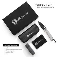 The Sentinel Folding Knife Giftset (black blade+dark grey/red liner G10 handle)