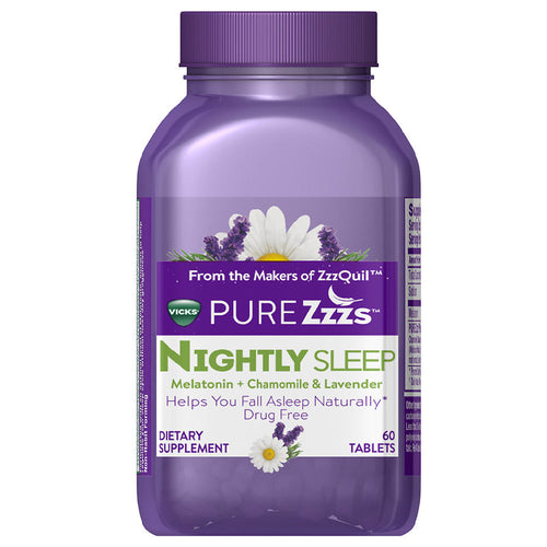 Vicks PURE Zzzs Nightly Sleep Melatonin, Tablets