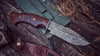 Good Hunting Knives – 10" Damascus Steel Blade with Rosewood Handle & Leather Sheath