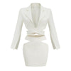Chic White V-Neck Suit Set