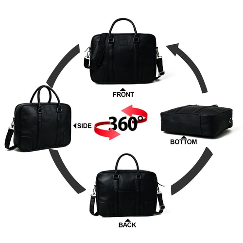 Texas Black Leather Briefcase