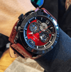 Men's Leather Waterproof Watch With Chronometers And Fluorescent Hands Excellent Design Perfect Gift
