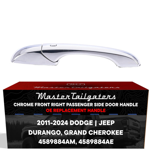 Exterior Door Handle Chrome Replacement for Dodge Durango (2011-2024) / Jeep Grand Cherokee (2011-2024) OE Part # 4589884AM, 4589884AE | Front Right Passenger Side w/o Keyhole