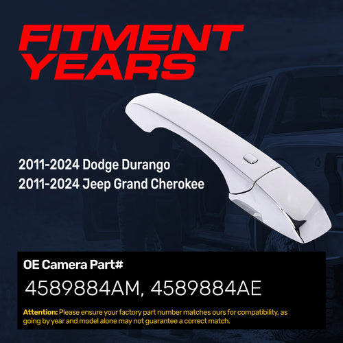 Exterior Door Handle Chrome Replacement for Dodge Durango (2011-2024) / Jeep Grand Cherokee (2011-2024) OE Part # 4589884AM, 4589884AE | Front Right Passenger Side w/o Keyhole