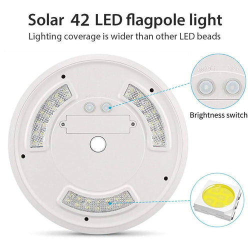 42 LED Flagpole Solar Lights with Adjustable Brightness & IP55 Waterproof