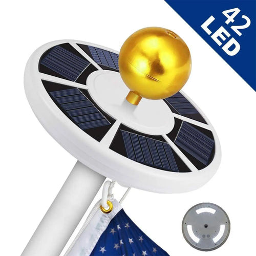 42 LED Flagpole Solar Lights with Adjustable Brightness & IP55 Waterproof