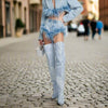 Women's Ultra-High Heel Denim Pointed Toe Catwalk Knee Boots