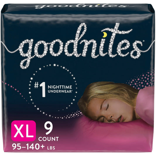 Goodnites Girls' Nighttime Bedwetting Underwear Size XL, 9 Count EasyOptionXY LLC