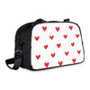 Fall in Love with Fitness Womens White Heart Print Fitness Handbag