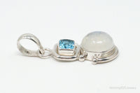 Large Designer SAJEN Blue Topaz Moonstone Sterling Necklace Pendant