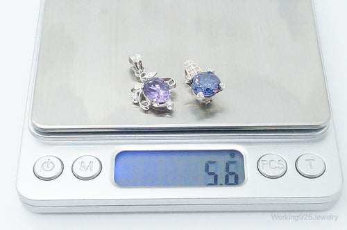 Diamonique Amethyst Cubic Zirconia Sterling Silver Necklace Pendants