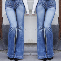 Cowgirl Chic Wide Flare Jeans - Stylish Denim Flare Pants for Trendy Women