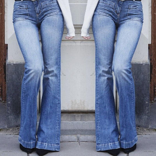 Cowgirl Chic Wide Flare Jeans - Stylish Denim Flare Pants for Trendy Women