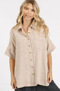 Mittoshop Mineral Wash Gauze Oversized Short Sleeve Shirt