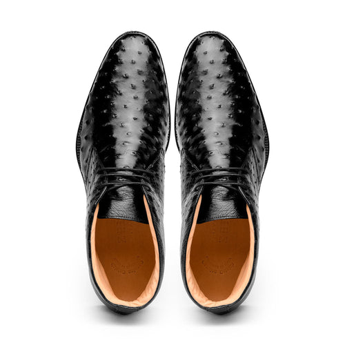 43-594-BLK MARCO Ostrich Quill Chukka Boot, Black