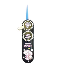 NIVEK Rocker Arm Lighter Gear Dial Lighter Kitty KT Cat Melody Kulomi Japanese Character Kawaii Blue Flame Jet Torch Refillable Black with Silver Rocker Dial (Melody)