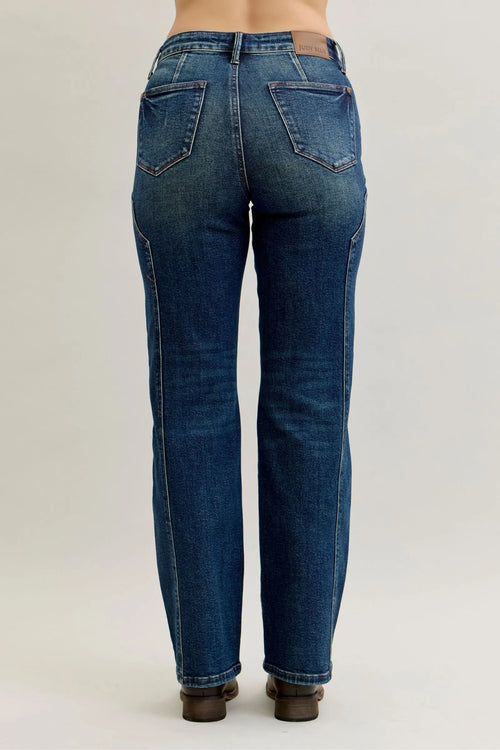 Judy Blue Full Size Seam Detail Straight Leg Jeans HTO Apparel
