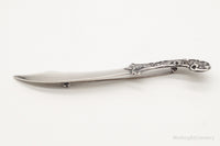 Large 1940s Victorian Revival Scimitar Sword Dagger Sterling Silver Pin Brooch