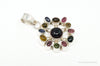 Large Designer SJ Multi Gem Sterling Silver Necklace Pendant