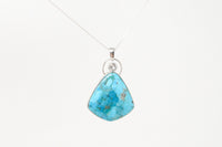 Vintage Southwest Style Mosaic Turquoise Cz Sterling Silver Necklace Pendant