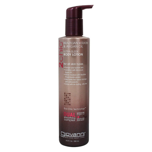 Giovanni Cosmetics 2chic Brazilian Keratin & Argan Oil Ultra Sleek Body Lotion 8.5 Oz