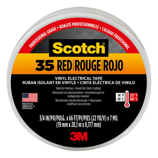 3M Scotch #35 Electrical Tape, Red, 0.75 in. x 66 ft EasyOptionXY LLC