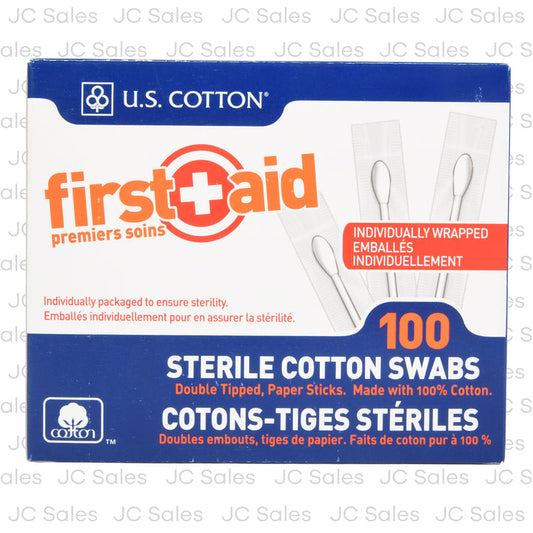 Individually Wrapped Sterile Cotton Swabs - 100 Count Pack