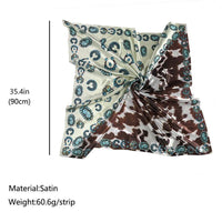 Western Style Cow Pattern Turquoise Scarf – Elegant Cowgirl Accessory