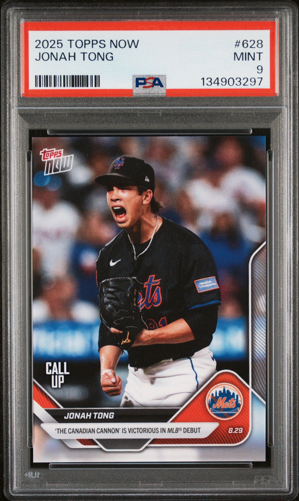Graded 2025 Topps Now Jonah Tong #628 Rookie RC Baseball Card PSA 9 Mint
