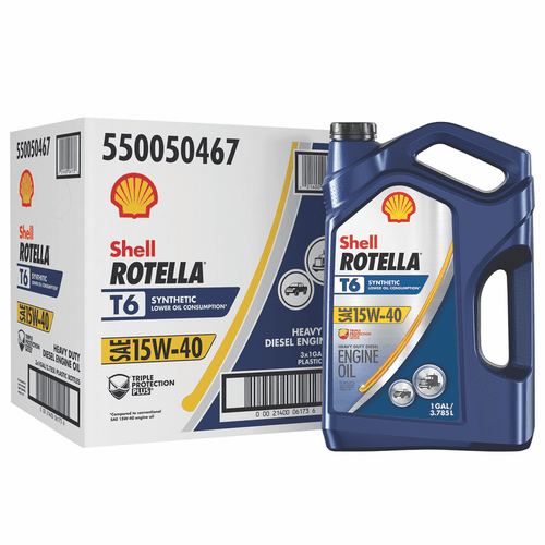 (3 pack) Shell Rotella T6 Full Synthetic 15W-40 Diesel Engine Oil, 1 Gallon (3 Pack Case) EasyOptionXY LLC