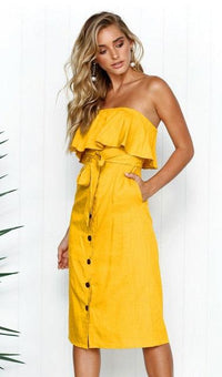 Summer Sun Strapless Button-Down Dress