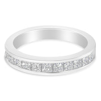 Women's 18K White Gold Princess Cut Diamond Band Ring (1 Cttw, G-H Color, SI1-SI2 Clarity) - Size 6