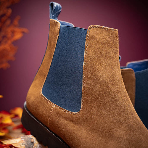 46-210-CGN GIANNA Suede Chelsea Boot, Cognac