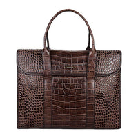 Exotic Croco Leather Laptop Bag - Luxury Genuine Cowhide for Stylish Women