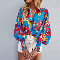 Boho Printed Lantern Sleeve Top – Relaxed Fit Casual Shirt for Country Girls