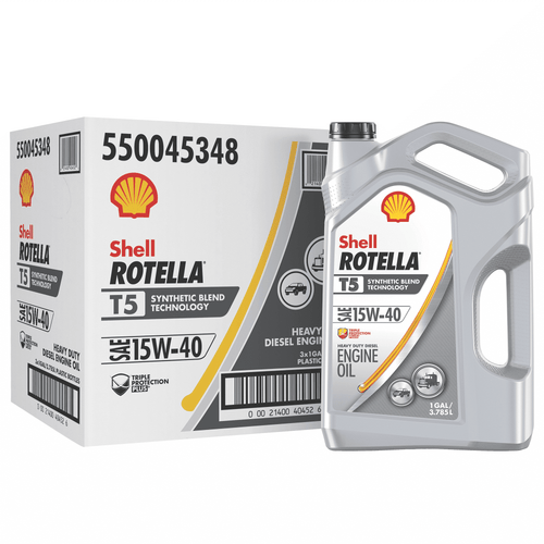 (3 pack) Shell Rotella T5 Synthetic Blend 15W-40 Diesel Engine Oil, 1 Gallon, 3-Pack Case EasyOptionXY LLC