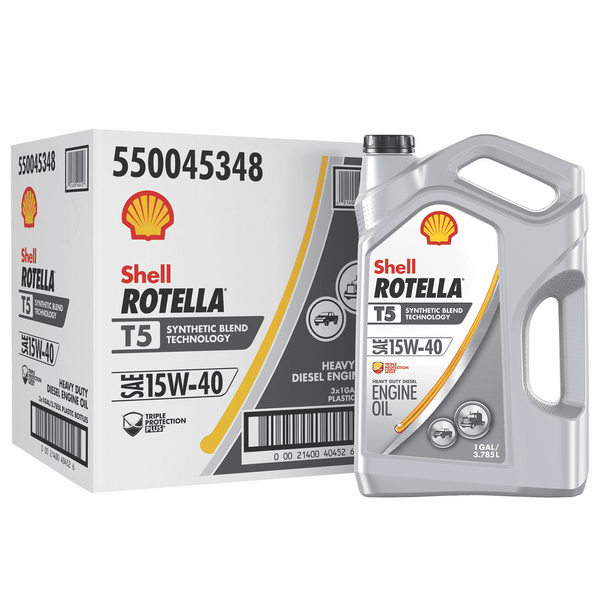 (3 pack) Shell Rotella T5 Synthetic Blend 15W-40 Diesel Engine Oil, 1 Gallon, 3-Pack Case EasyOptionXY LLC