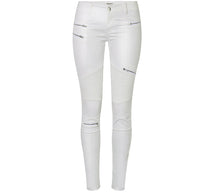 "Lola" White Faux Leather Zippered Knee Pencil Pants