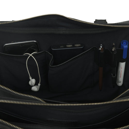 Dixon Black Buffalo Leather Laptop Briefcase