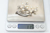 Large Antique Faux Pearl Sterling Silver Brooch Pin
